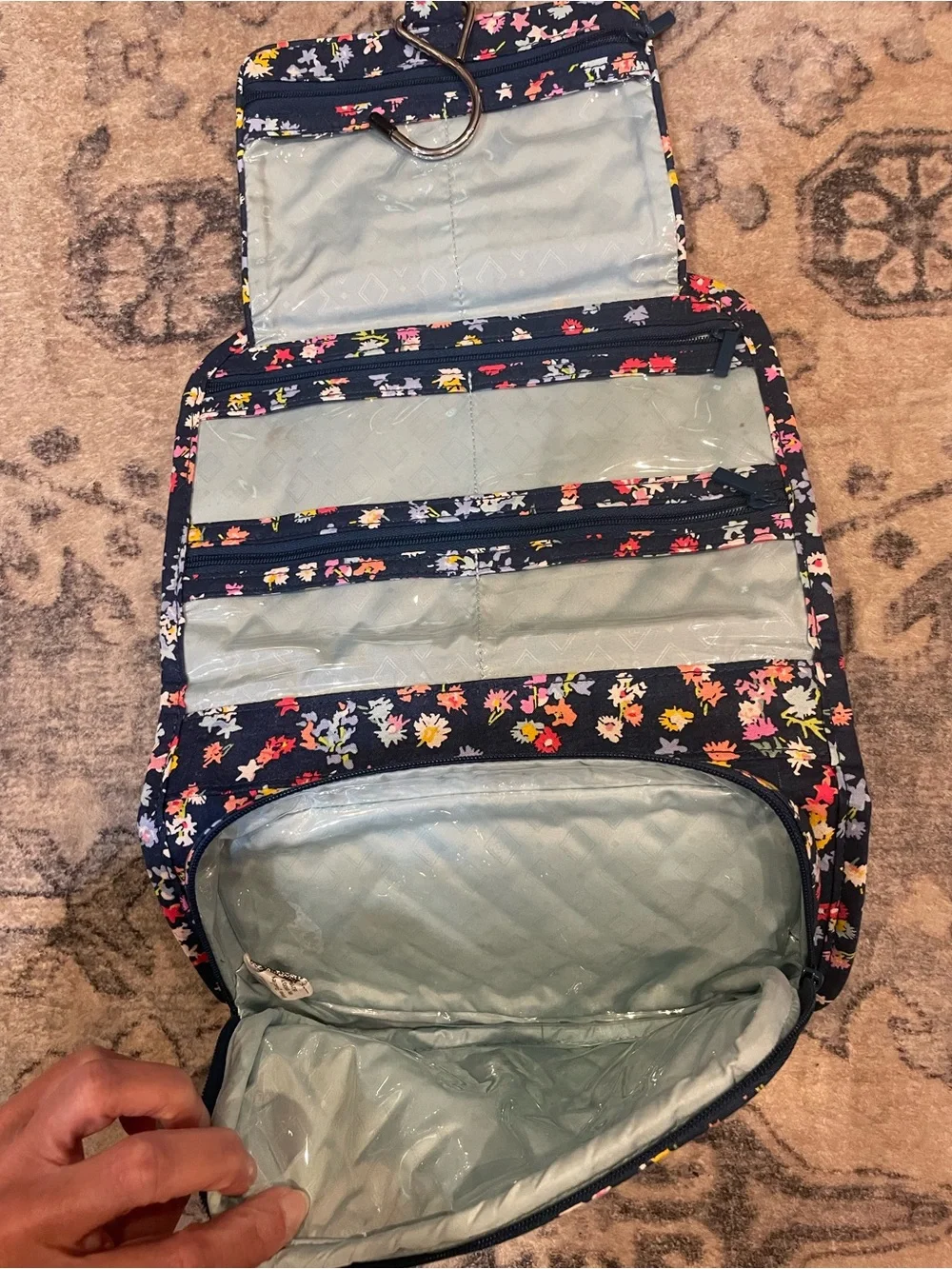 Vera Bradley Scattered Wildflowers Navy Floral Hanging Cosmetic Organizer
